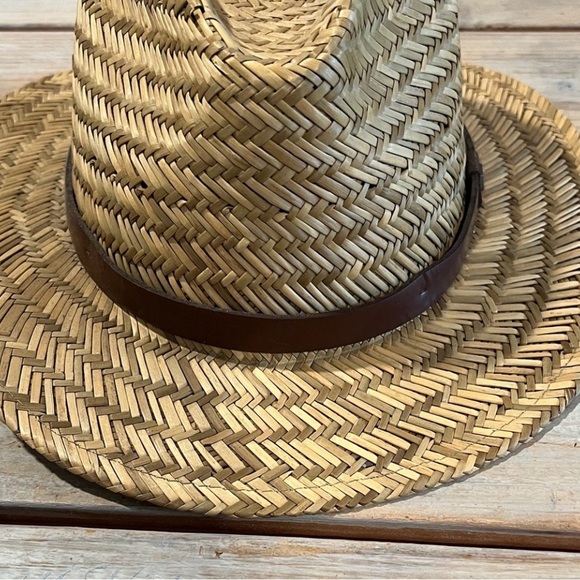 New with Tags Brixton Natural Straw Fedora with Brown Band. Size Medium - Picture 6 of 8